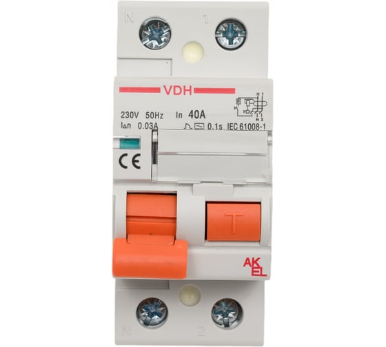 Изображение товара УЗО Akel-VDH-2P-40A-30mA-ТипAC/HOME 477025