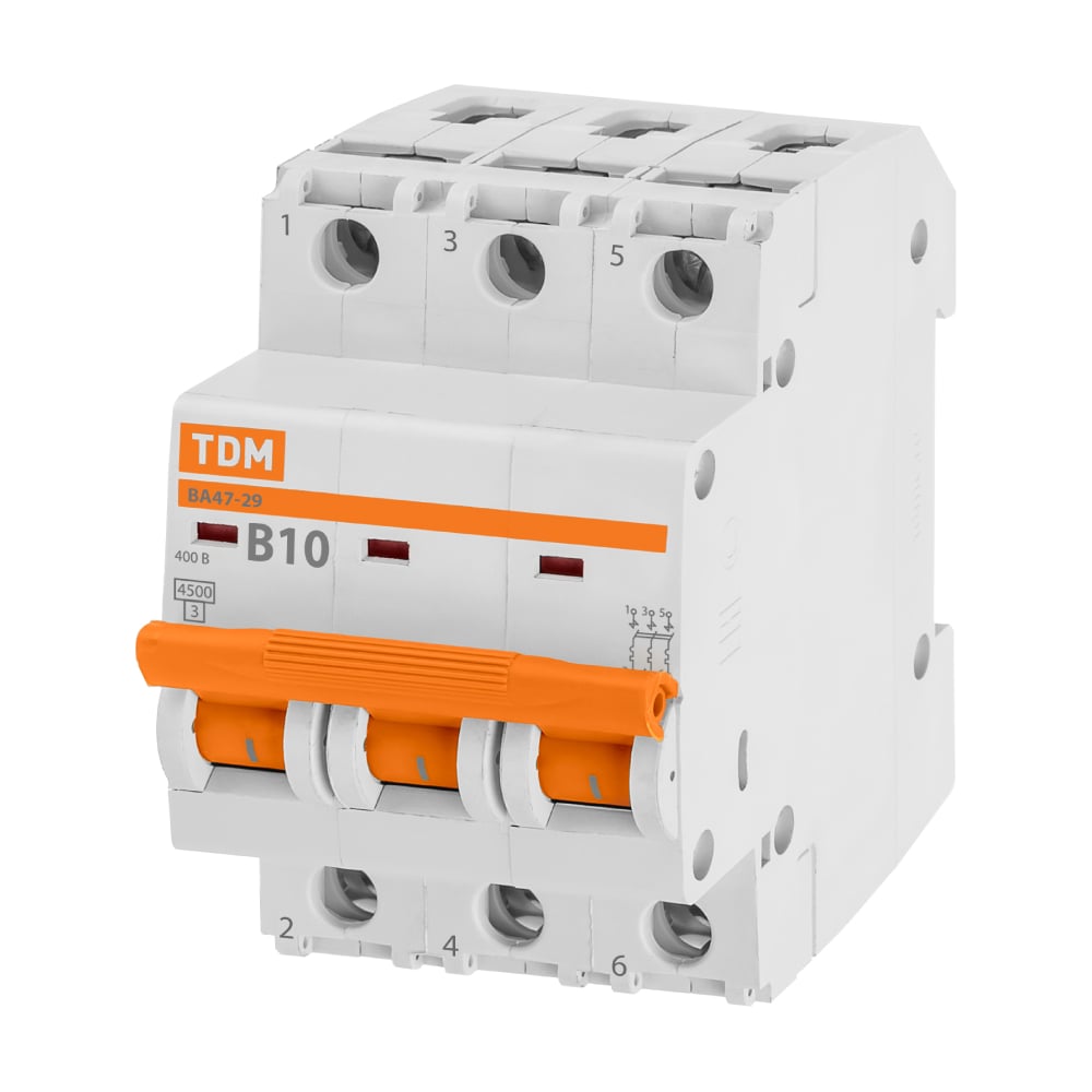Изображение товара Автоматический выключатель ВА47-29 3Р 10 А 4.5 кА TDM ELECTRIC