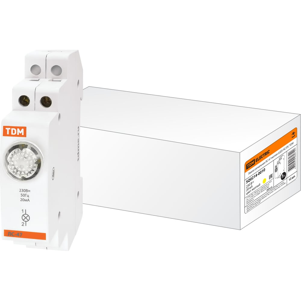 Изображение товара Сигнальная желтая LED лампа для монтажа на DIN-рейку ЛС-47 TDM ELECTRIC