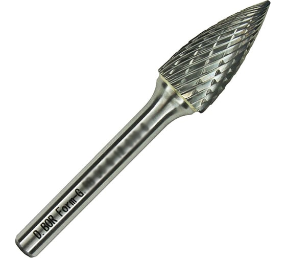 Изображение товара Бор-фреза форма G парабола с заостренной головой, DC, 16х25х70 мм, хв-к 6 мм D.BOR D-RB-DC-G-16-070-6