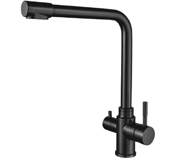 Изображение товара Смеситель для кухни OUTE черный, однорычажный, с отдельным выходом под фильтр. излив: поворотный, на гайке, гибкая подводка 1/2. материал: нержавеющая сталь sus 304 T60303BK-300