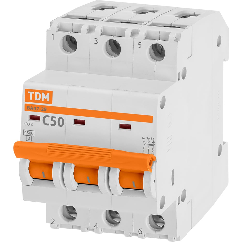 Автомат TDM ВА47-29 3Р, 50 А, 4,5 кА, С SQ0206-0114