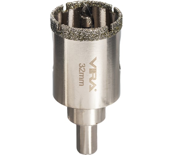 Изображение товара Алмазная коронка VIRA 32 мм по керамограниту керамике и стекло трехгранный хвостовик 559515