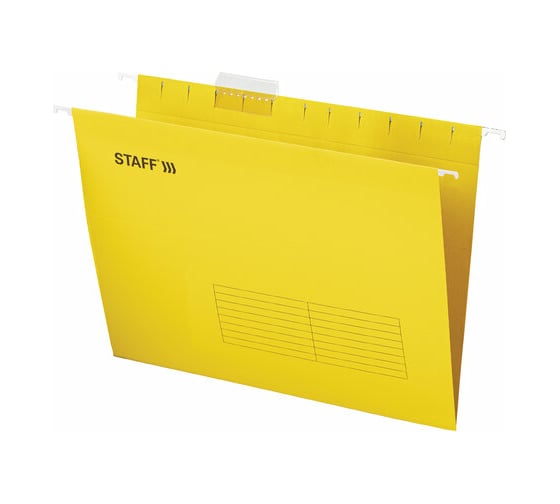 Изображение товара Подвесные папки STAFF А4 350x240 мм до 80 листов, комплект 10 шт, желтые, картон 270930