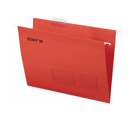 Изображение товара Подвесные папки STAFF А4 350x240 мм до 80 листов, комплект 10 шт, красные, картон 270931