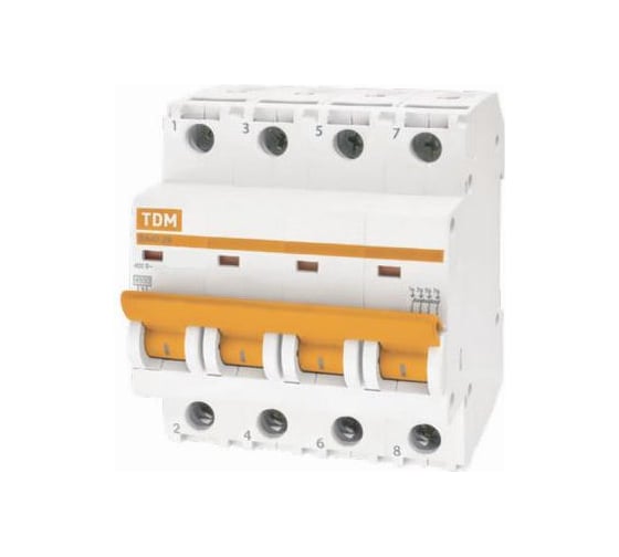 Изображение товара Автоматический выключатель TDM ВА47-29 4Р 8А 4.5кА D SQ0206-0186