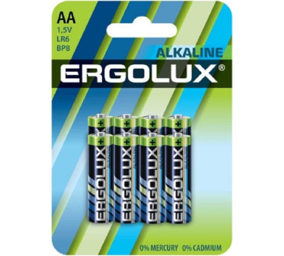Изображение товара Батарейка Ergolux Alkaline BL8 LR6 (LR6 BP8, 1.5В), блистер 8 шт. 14815