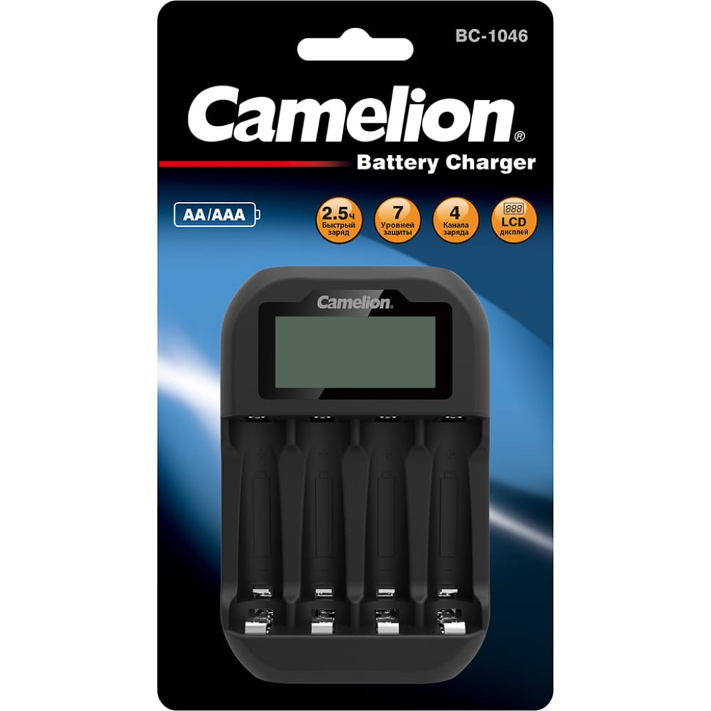 Быстрое зарядное устр-во Camelion аккумуляторы 2100 mah camelion always ready aa 2 шт nh aa2100arbp2