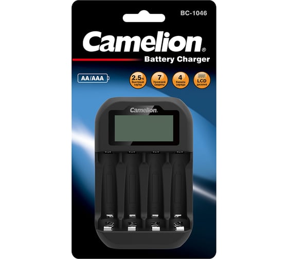Изображение товара Быстрое зарядное устройство Camelion BC-1046 (с индикацией, 4хАА, ААА) 15040