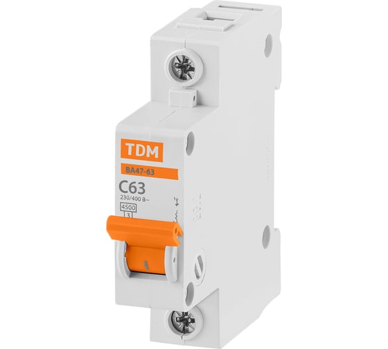 Изображение товара Автоматический выключатель TDM ELECTRIC ВА47-63 1Р 63А 4,5кА х-ка С SQ0218-0009