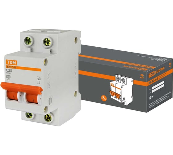 Изображение товара Автоматический выключатель TDM ELECTRIC ВА47-63 2Р 25А SQ0218-0012