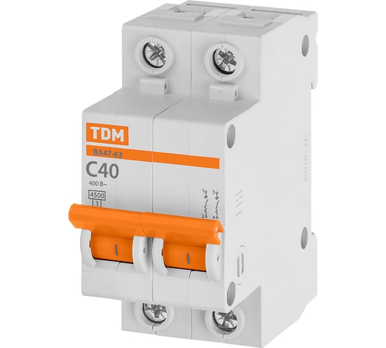 Изображение товара Автоматический выключатель TDM ELECTRIC ВА47-63 2Р 40А SQ0218-0014