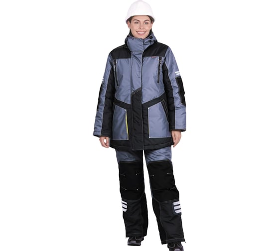 Изображение товара Женская зимняя куртка iForm ЭДВАНС серый/темно-серый/лимонная отделка Кур 234/96/158