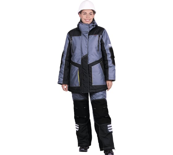 Изображение товара Женская зимняя куртка iForm ЭДВАНС серый/темно-серый/лимонная отделка Кур 234/88/158