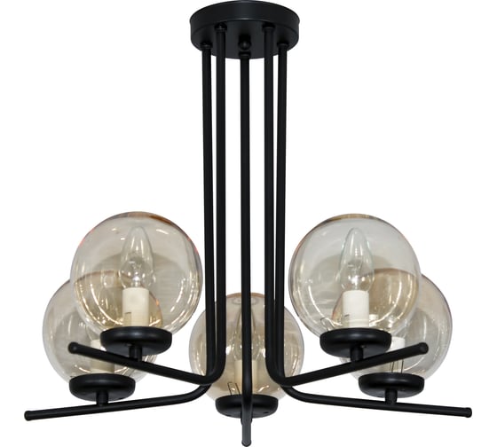 Изображение товара Потолочный светильник ЭЛЕТЕХ Лоу 151 черн.муар (Плафон 7590) НПБ 01-5x40-162 Е14 1005405120