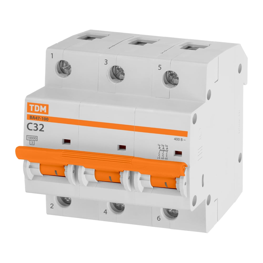 Автоматический выключатель TDM ELECTRIC ВА47-100 3Р 32А 10кА С SQ0207-0071