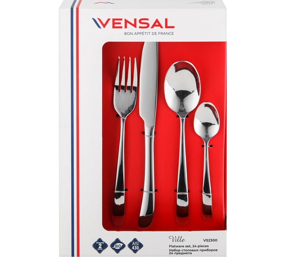 Изображение товара Набор столовых приборов VENSAL 24 предмета, нержавеющая сталь VS2300