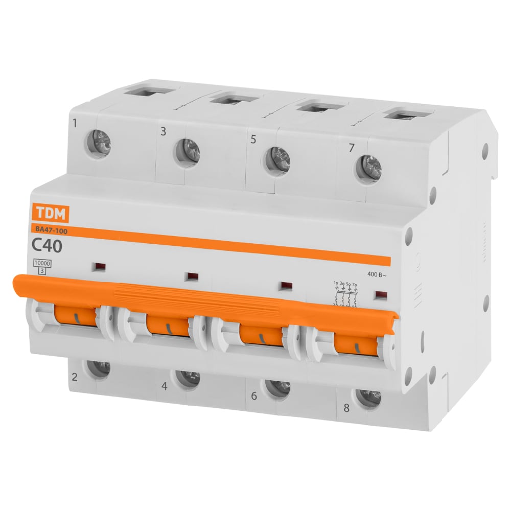 Автоматический выключатель TDM ELECTRIC ВА47-100 4Р 40А 10кА С SQ0207-0084