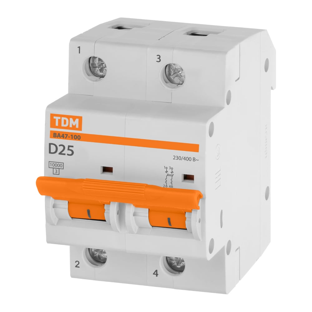 Автоматический выключатель TDM ELECTRIC ВА47-100 2Р 25А 10кА D SQ0207-0015