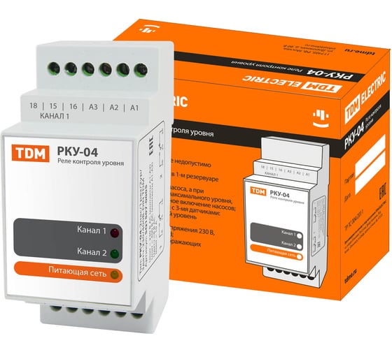 Изображение товара Реле контроля уровня, без датчиков TDM ELECTRIC РКУ-04-2 SQ1507-0005