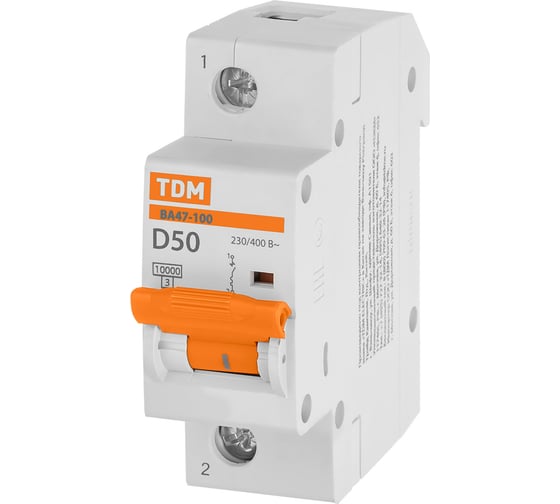 Изображение товара Автоматический выключатель TDM ELECTRIC ВА47-100 1Р 50А 10кА D SQ0207-0008