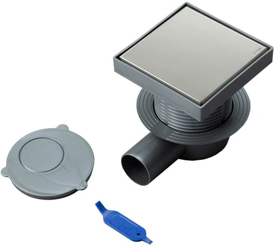 Изображение товара Точечный трап Logan L005-100 с двухсторонней решеткой из нержавеющей стали, под плитку, 10x10см 00306895