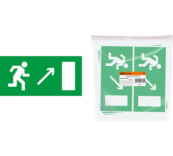 Изображение товара Знак "Направление к эвакуационному выходу направо вверх" TDM ELECTRIC 200х100мм, в упаковке 10 штук SQ0817-0054