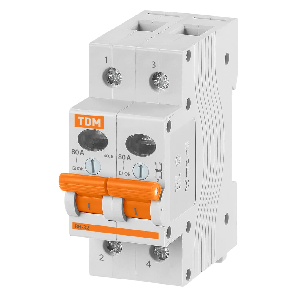 Изображение товара Выключатель нагрузки (мини-рубильник) ВН-32 TDM ELECTRIC 2P 80A SQ0211-0018 Изображение товара Выключатель нагрузки (мини-рубильник) ВН-32 TDM ELECTRIC 2P 80A SQ0211-0018
