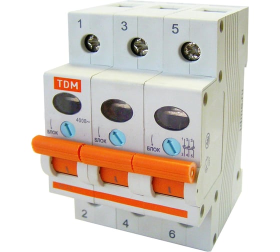 Изображение товара Выключатель нагрузки мини-рубильник TDM ELECTRIC ВН-32 3P 16A SQ0211-0021