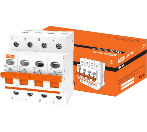 Изображение товара Выключатель нагрузки мини-рубильник TDM ELECTRIC ВН-32 4P 16A SQ0211-0031