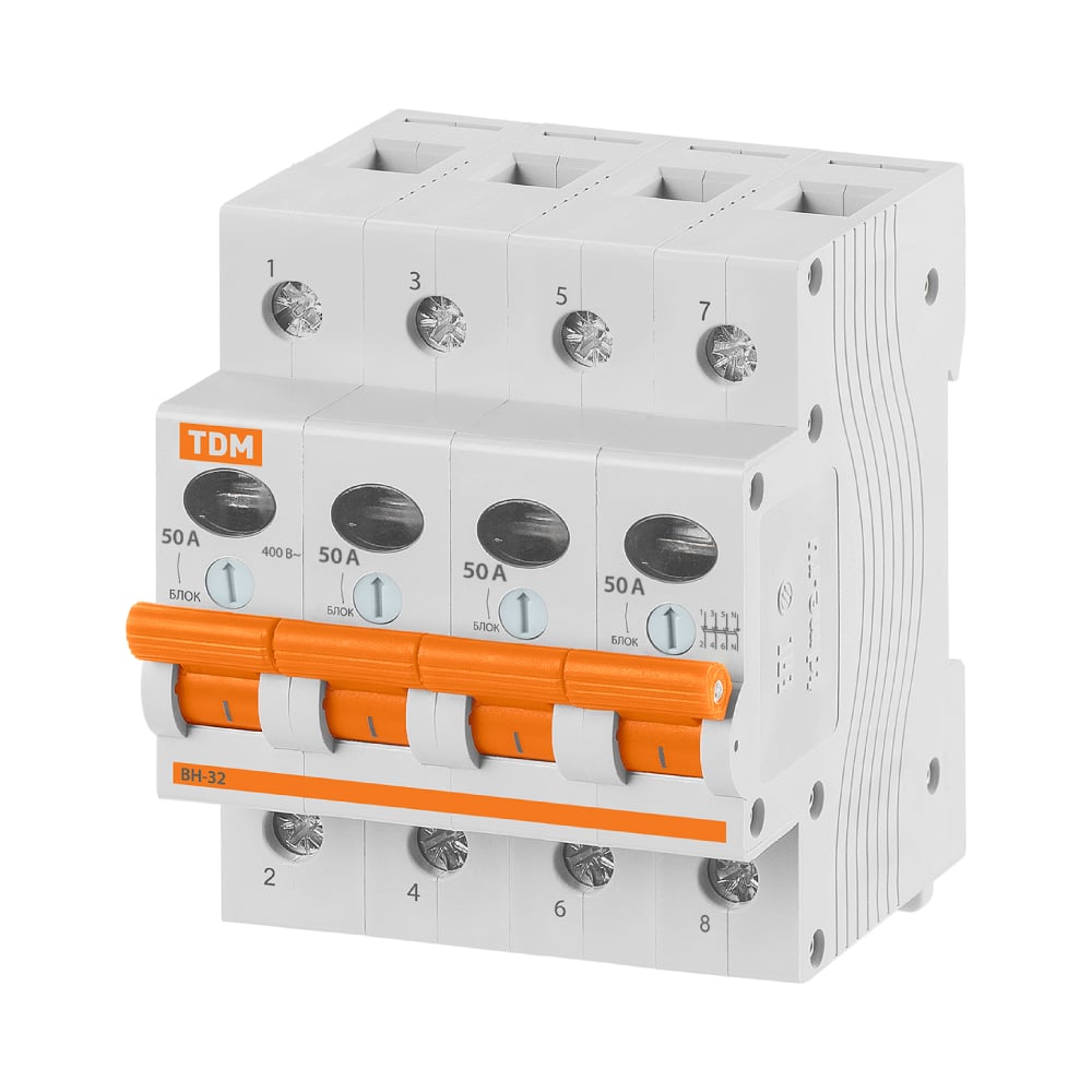 Изображение товара Выключатель нагрузки TDM ELECTRIC ВН-32 4P 50A для бытовых и промышленных систем