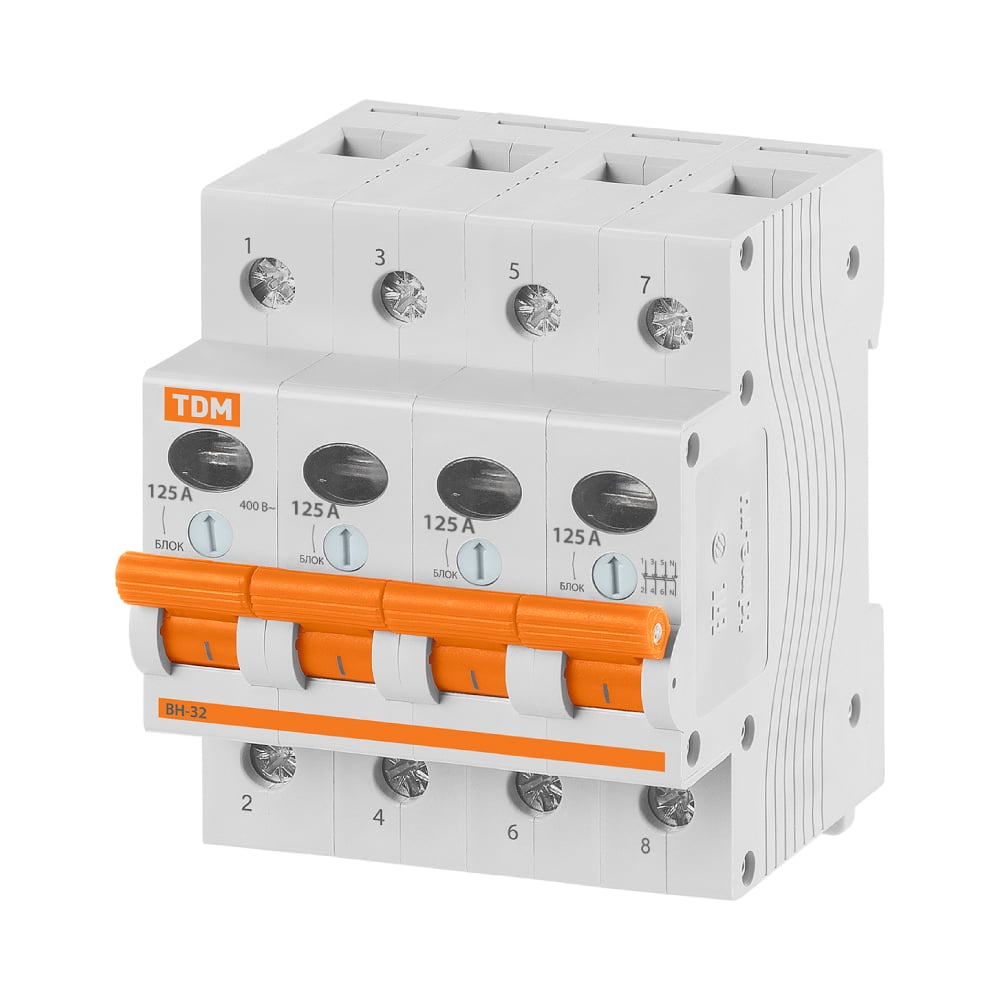 Изображение товара Выключатель нагрузки (мини-рубильник) ВН-32 TDM ELECTRIC 4P 125A SQ0211-0040 Изображение товара Выключатель нагрузки (мини-рубильник) ВН-32 TDM ELECTRIC 4P 125A SQ0211-0040