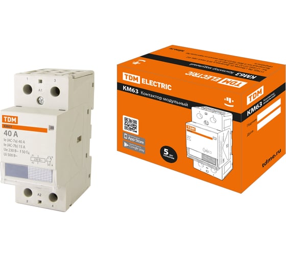 Изображение товара Модульный контактор TDM ELECTRIC КМ63/2-40 SQ0213-0009