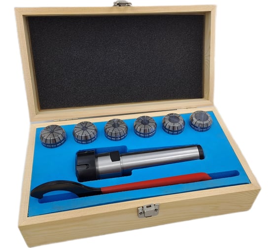 Изображение товара Патрон цанговый КМ4 TORNERI с набором цанг ЕR 32 из 6 шт. от 6 мм до 20 мм (MTB4-ER32) с резьбой 045729