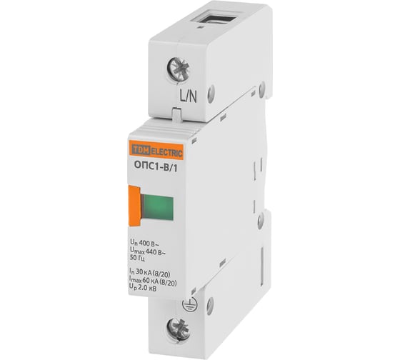 Изображение товара Разрядник TDM ELECTRIC ОПС1-B 1Р 30kA, 400B, 60kA SQ0201-0001