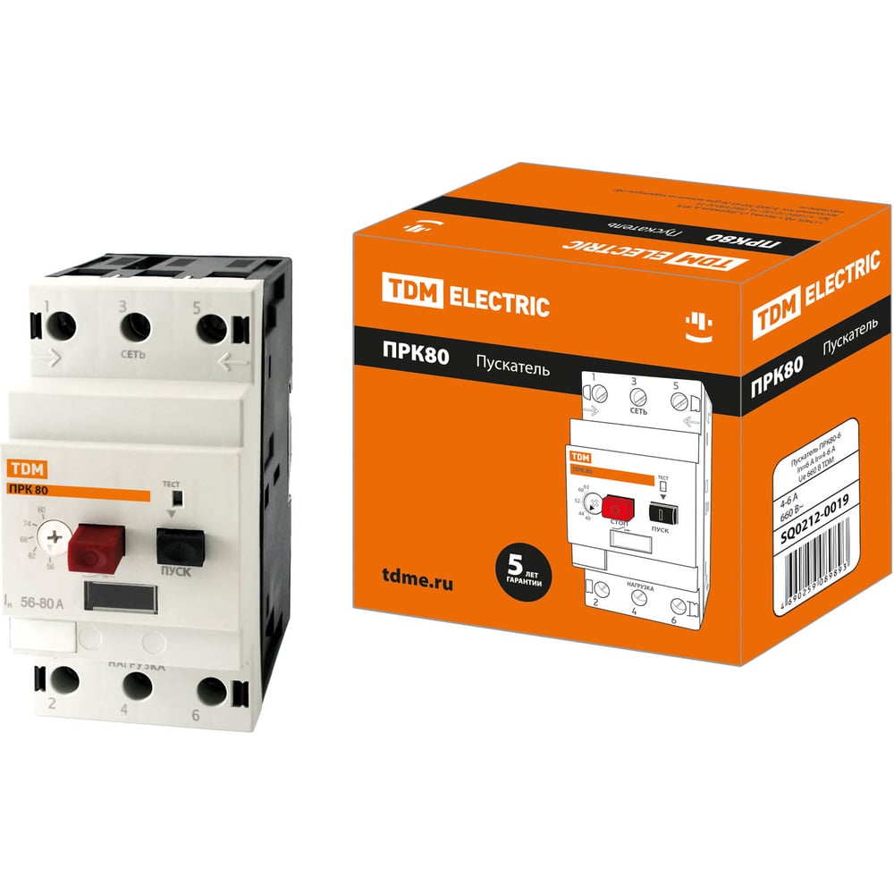 Изображение товара Пускатель TDM ELECTRIC ПРК80-6 SQ0212-0019 силовой для автоматического включения электросетей