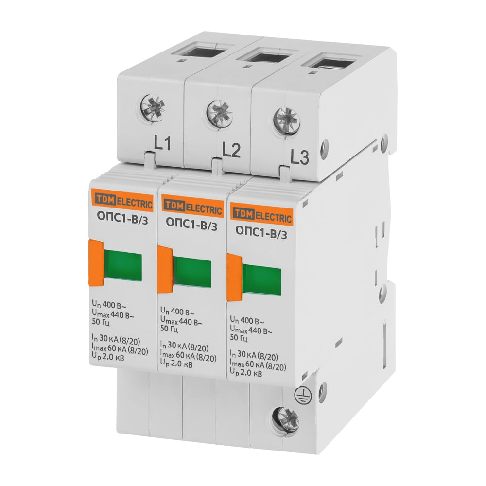 Изображение товара Разрядник TDM ELECTRIC ОПС1-B 3Р 30kA 400B SQ0201-0003 - защита электросетей Изображение товара Разрядник TDM ELECTRIC ОПС1-B 3Р 30kA 400B SQ0201-0003 - защита электросетей