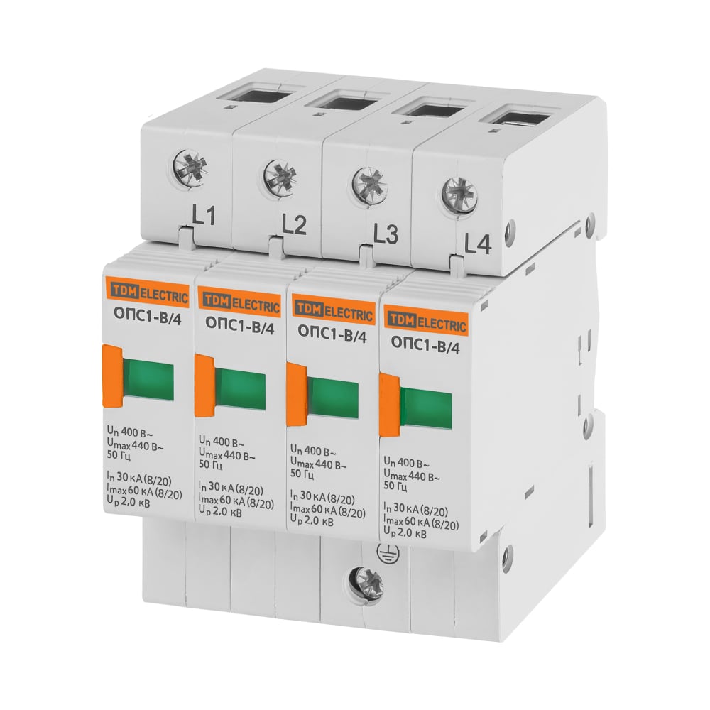 Изображение товара Разрядник ОПС1-B 4Р 30kA для электросетей 380/400 В TDM ELECTRIC