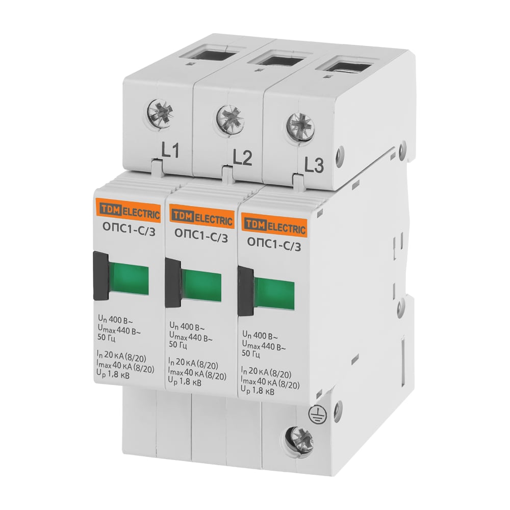 Изображение товара Разрядник TDM ELECTRIC ОПС1-C 3Р 20kA 400B 40kA SQ0201-0007