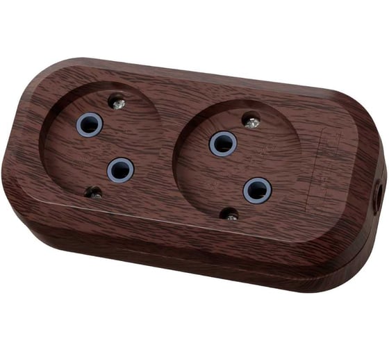 Изображение товара Колодка для удлинителя TDM ELECTRIC на 2 гнезда 2П, без заземления, 10А 250В "Эко" (бук) SQ1806-0059