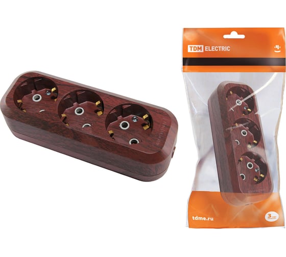 Изображение товара Розеточная колодка, 3 гнезда, бук TDM ELECTRIC SQ1806-0062