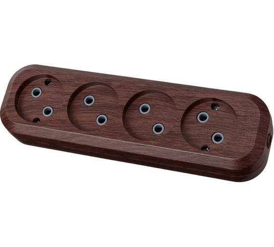 Изображение товара Колодка для удлинителя TDM ELECTRIC на 4 гнезда 2П, без заземления, 10А 250В "Эко" (бук) SQ1806-0064