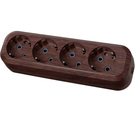 Изображение товара Колодка для удлинителя TDM ELECTRIC на 4 гнезда 2П, с заземлением, 16А 250В "Эко" (бук) SQ1806-0065