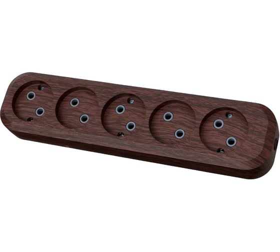 Изображение товара Колодка для удлинителя TDM ELECTRIC на 5 гнезд 2П, без заземления, 10А 250В "Эко" (бук) SQ1806-0067