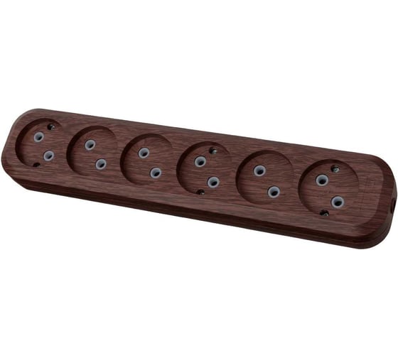 Изображение товара Колодка для удлинителя TDM ELECTRIC на 6 гнезд 2П, без заземления, 10А 250В "Эко" (бук) SQ1806-0070