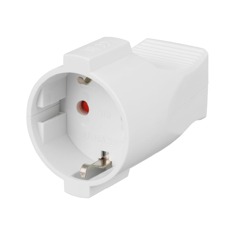 Розетка штепсельная, кабельная с заземлением 10А, белая TDM ELECTRIC SQ1806-0031