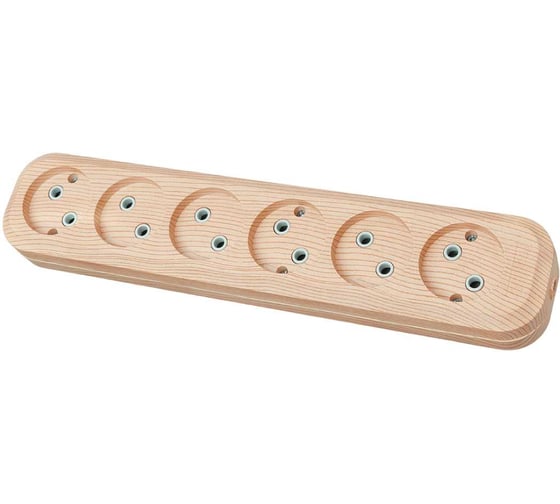 Изображение товара Колодка для удлинителя TDM ELECTRIC на 6 гнезд 2П, без заземления, 10А 250В "Эко" (сосна) SQ1806-0056