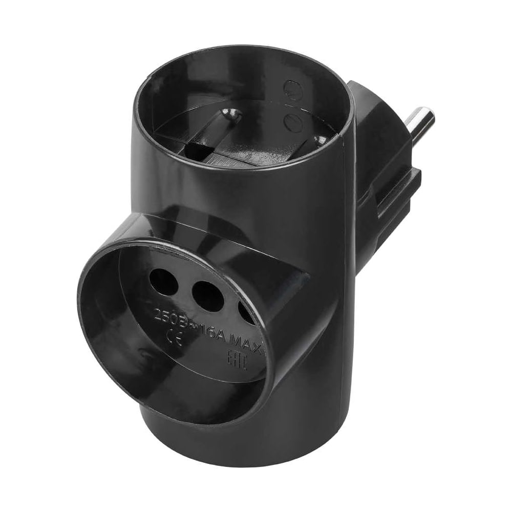 Изображение товара Тройник TDM ELECTRIC 3х2П 16А 250B черный SQ1806-0042