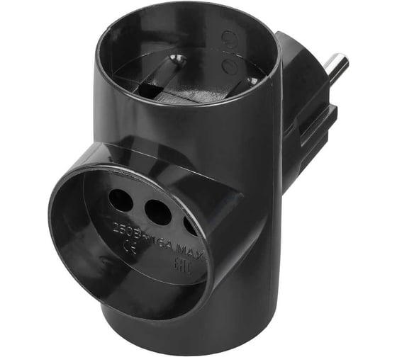 Изображение товара Тройник TDM ELECTRIC 3х2П 16А 250B черный SQ1806-0042