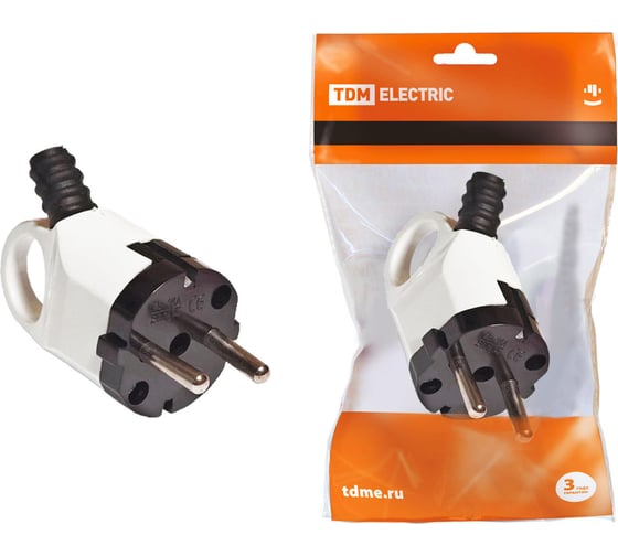 Изображение товара Угловая вилка с ушком, белая TDM ELECTRIC SQ1806-0005
